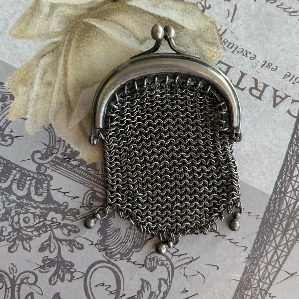 GERMAN SILVER VICTORIAN ART NOUVEAU chatelain purse